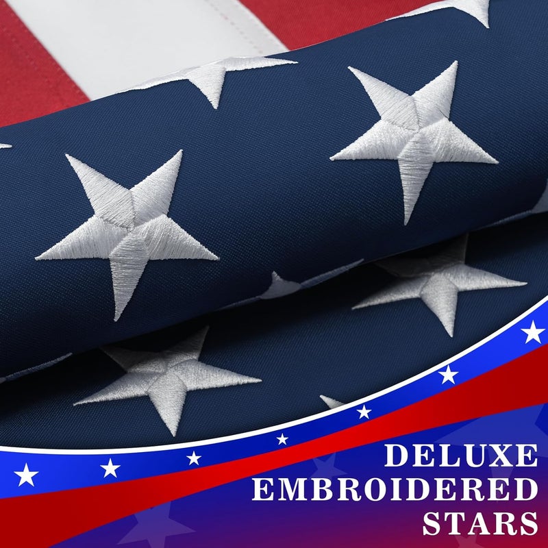 DANF FLAG High Wind American Flag for Outdoor 3x5 Ft - Heavy Duty US Flag with Embroidered Stars, Sewn Stripes & Brass Grommets All Weather Fade Resistant for Outside Use - Image 3